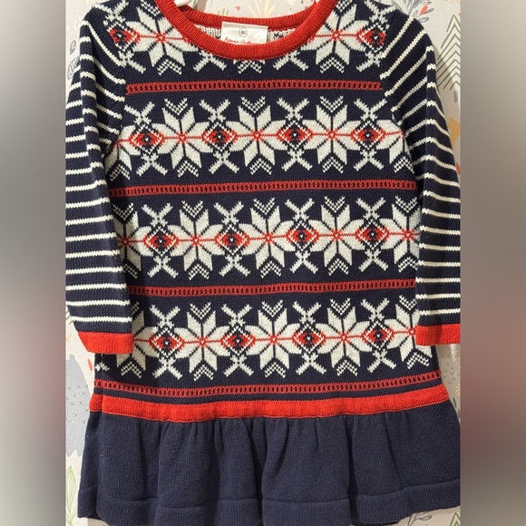 Hanna Andersson Size 80/18-24 Months Fair Aisle Pleated Sweater Dress - Picture 2 of 16